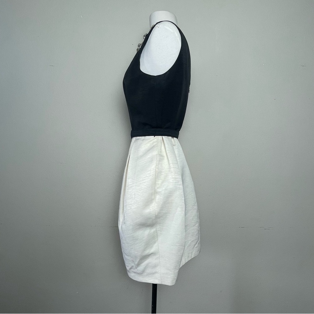 Eliza J Embellished Neckline Dress | Black & Ivory Knee Length Tulip Skirt | 4 - Picture 8 of 17
